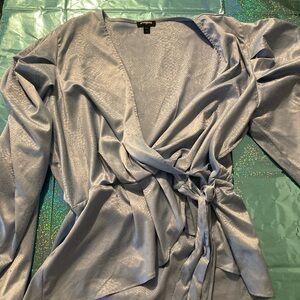 Express Lustrous Light Blue Tie Robe